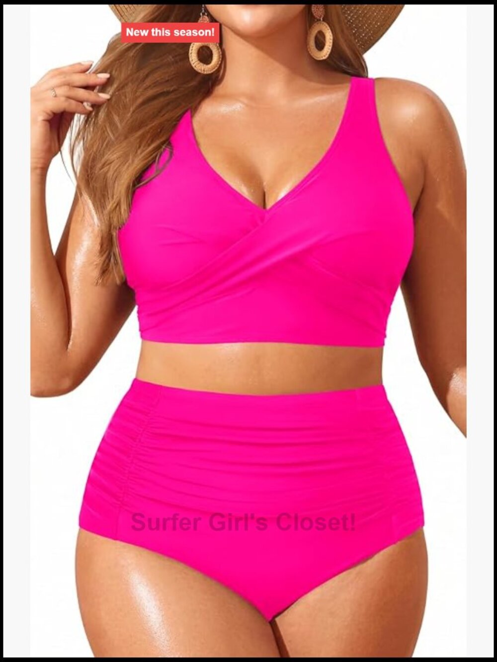 Plus Size High Waisted Bikini Set Tummy Control Two Piece Swimwear